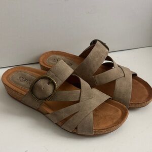 Sofft Tan Slide Sandals